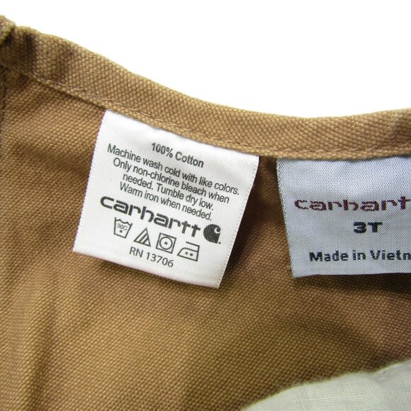 Carhartt Girls Overalls Girls 3T Relaxed Fit Honey Ginger Logo NWT - Picture 4 of 5